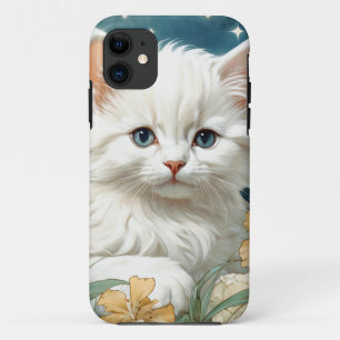 Capa Para iPhone 11 Alphonse Mucha Art Nouveau Kitten