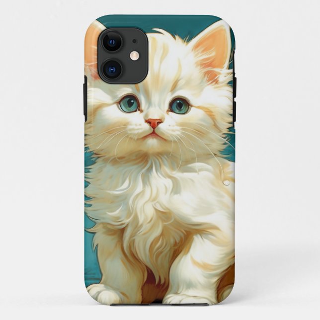 Capa Para iPhone 11 Alphonse Mucha Art Nouveau White Cat (Verso)