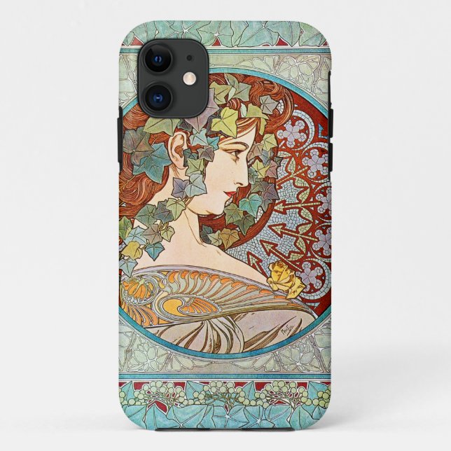 Capa Para iPhone 11 Alphonse Mucha Ivy (Verso)