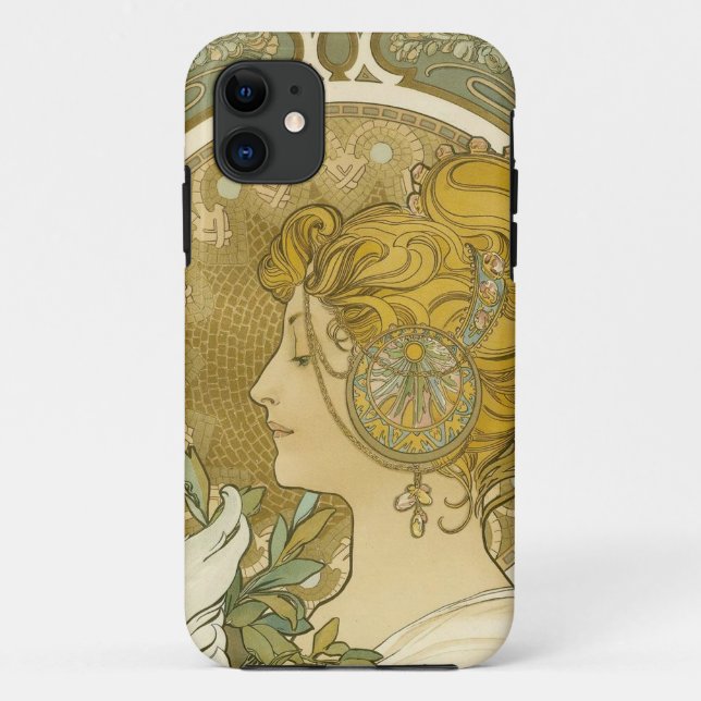 Capa Para iPhone 11 Alphonse Mucha's La Plume (Verso)
