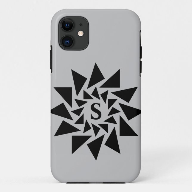 Capa Para iPhone 11 Alteração inicial, triângulos geométricos, branco  (Verso)