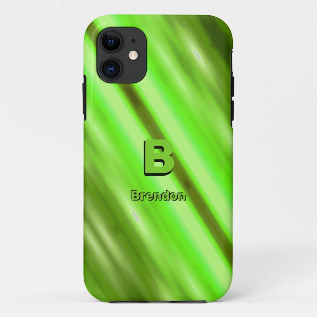 Capa Para iPhone 11 Alterar a faixa de diagnóstico verde suave do nome (Verso)