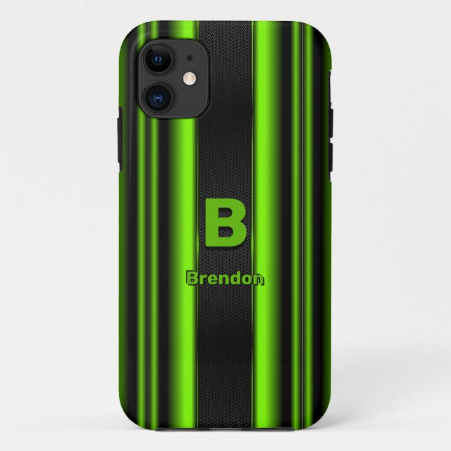 Capa Para iPhone 11 Alterar as faixas verdes e negras do nome inicial (Verso)