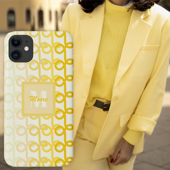 Capa Para iPhone 11 Amantes amarelos das damas riscadas (Loopy Lines - Yellow Ombre Phone Case by Leapfroglisics Shop)