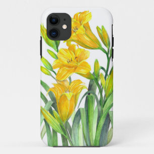 Capa Para iPhone 11 Amarelo-Amarelo-dia-lírios-arte