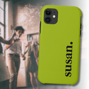 Capa Para iPhone 11 Amarelo Citrino Preto Moderno Nome Elegante