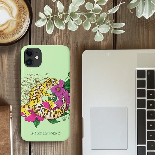 Capa Para iPhone 11 Amarelo-leopardo Gecko Verde (Criador carregado)