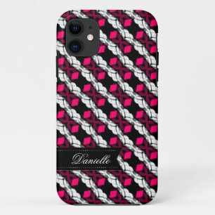 Capa Para iPhone 11 Ame Diamantes Rosa no iPhone 5 Padrão Preto