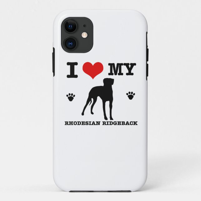 Capa Para iPhone 11 Ame meu Rhodesian Ridgeback (Verso)