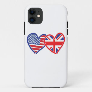 Capa Para iPhone 11 American Flag Union Jack Flag Hearts