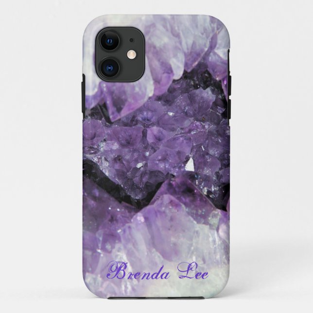 Capa Para iPhone 11 Ametist Geode 3D aparência *Personalize* (Verso)