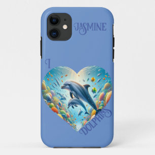 Capa Para iPhone 11 Amor de Golfinho Personalizável