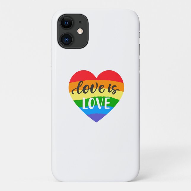 Capa Para iPhone 11 Amor é Coração Arco-Íris (Verso)