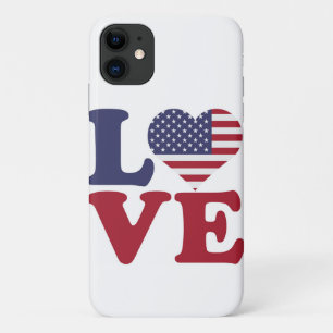 Capa Para iPhone 11 Amor Patriótico de Bandeira Americana