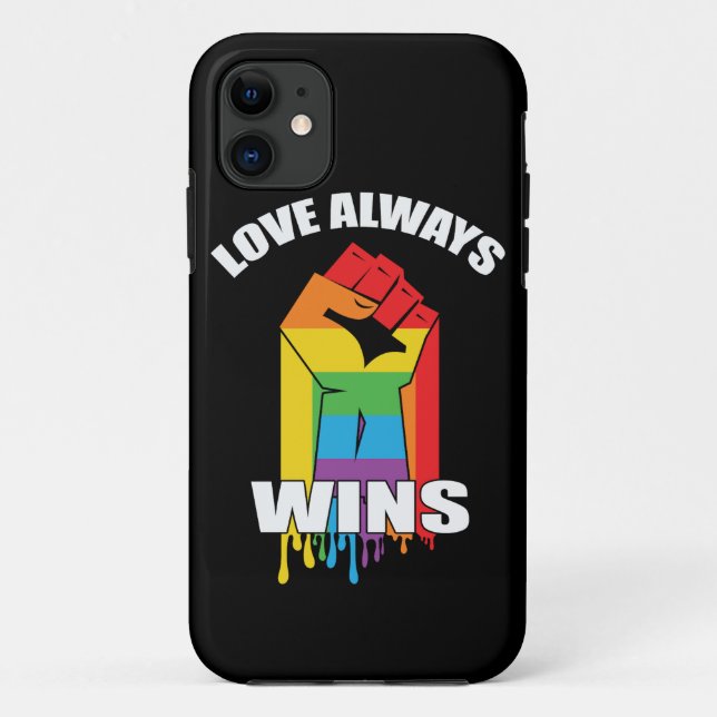 Capa Para iPhone 11 Amor sempre ganha Gay LGBT (Verso)
