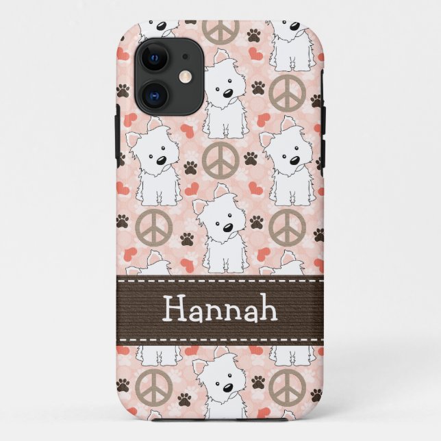 Capa Para iPhone 11 Amor Westies da paz (Verso)