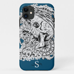 Capa Para iPhone 11 Âncora azul do esqueleto