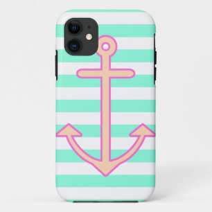 Capa Para iPhone 11 Âncora náutica da hortelã Pastel