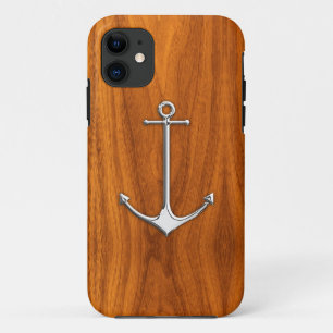 Capa Para iPhone 11 Âncora prateada no estilo de vida náutico de folha
