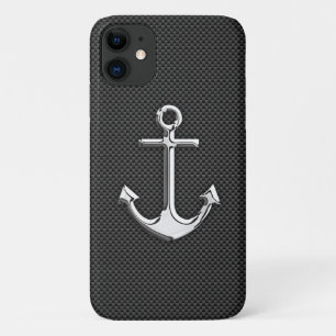 Capa Para iPhone 11 Âncora prateada sobre fibra de carbono 