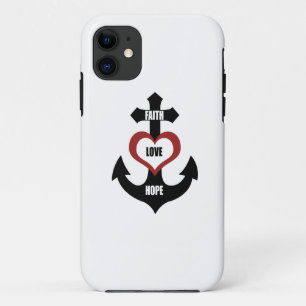 Capa Para iPhone 11 Âncora transversal iPhone5 do coração