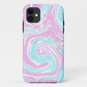 Capa Para iPhone 11 Anéis cor-de-rosa e azul-lacrimogêneo Marble de Ar