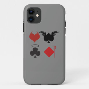 Capa Para iPhone 11 Angel e Cartão Diabo se encaixam em Cinzas escuras