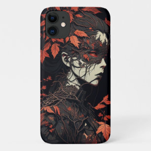Capa Para iPhone 11 animação de fogo laranja preto escuro menina mau d