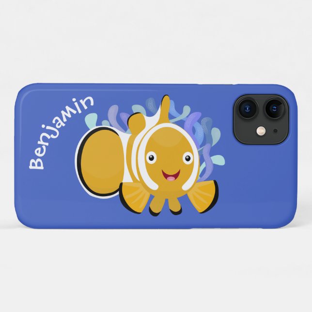Capa Para iPhone 11 Animação de marisco feliz e bonito (Verso (horizontal))
