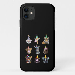 Capa Para iPhone 11 Animais do Zoológico Festa de Aniversário da Vida