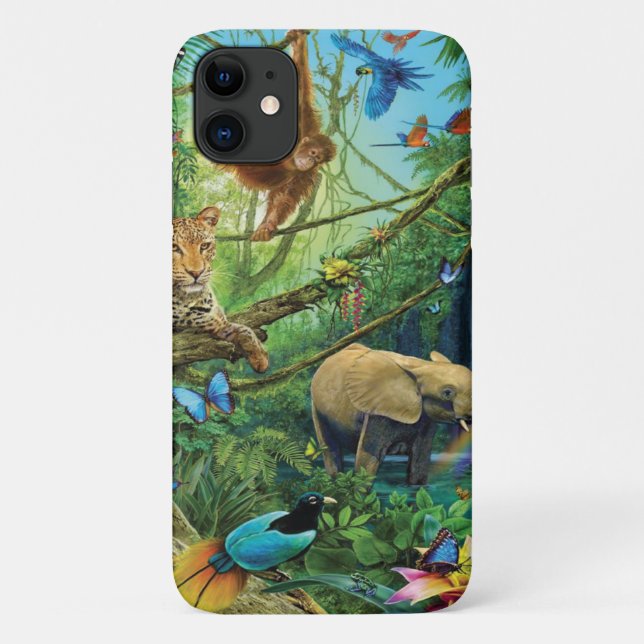 Capa Para iPhone 11 Animais que vivem juntos travesseiros decorativos (Verso)