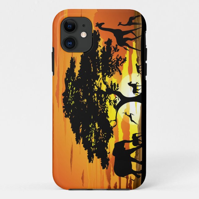 Capa Para iPhone 11 Animais selvagens no iPhone do por do sol do (Verso)