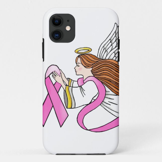 Capa Para iPhone 11 Anjo da Consciência "Fita Rosa" (Verso)
