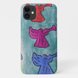 Capa Para iPhone 11 Anjos de Natal com trompetes