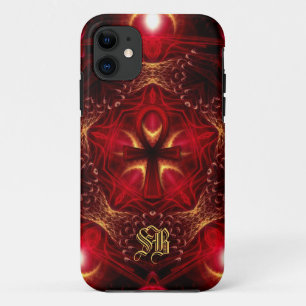 Capa Para iPhone 11 Ankh Energy Red+Dourado Monograma Personalizado