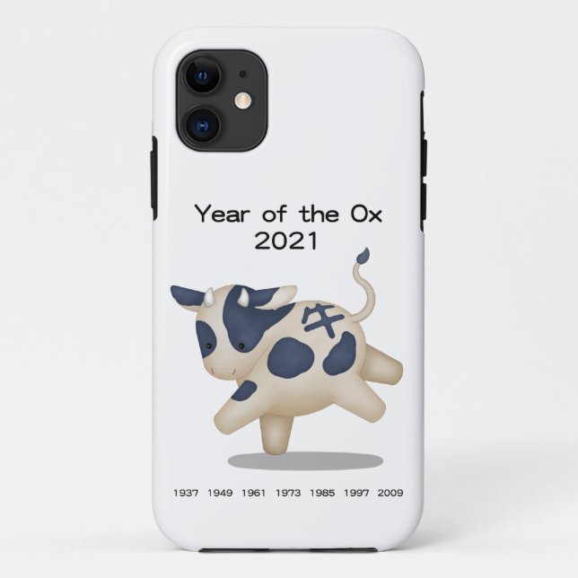 Capa Para iPhone 11 Ano do Boi Animal do Zodíaco Fofo 2021 (Verso)