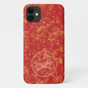 Capa Para iPhone 11 Ano Novo Lunar Chinês Zodíaco Cabra Dourado Vermel