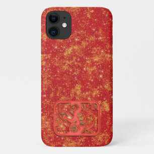 Capa Para iPhone 11 Ano Novo Lunar Vermelho Dourado Zodíaco Macaco Chi