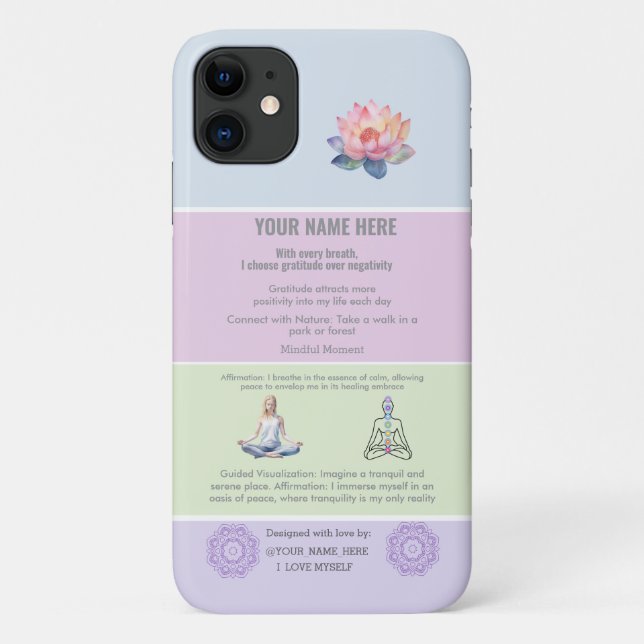 Capa Para iPhone 11 ANTI-Stress loto FLOWER YOGA CHAKRA PEACE (Verso)