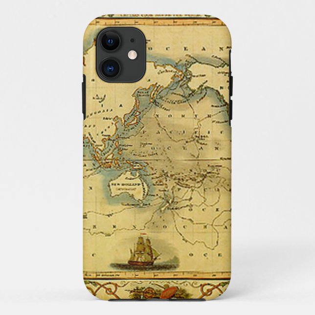 Capa Para iPhone 11 Antigo Mapa Mundial Antiquado (Verso)