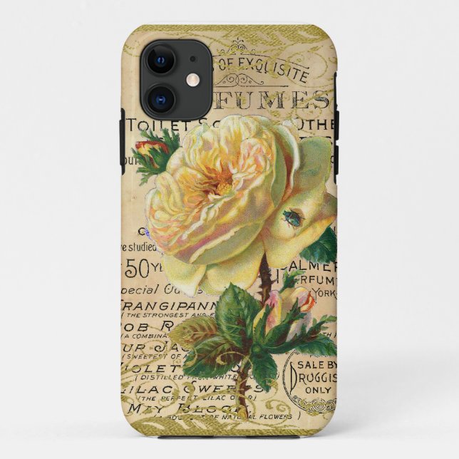 Capa Para iPhone 11 Antigos Rosas franceses (Verso)
