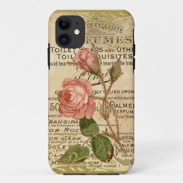 Capa Para iPhone 11 Antigos Rosas franceses (Verso)