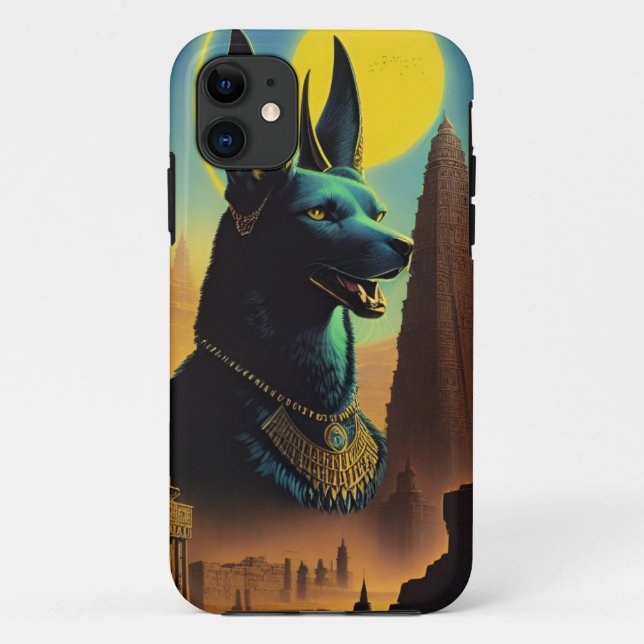 Capa Para iPhone 11 Anubis Egípcia Mitologia Morte Deus (Verso)