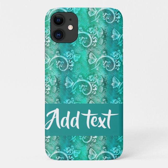 Capa Para iPhone 11 Anzóis azuis de Batik com padrão (Verso)