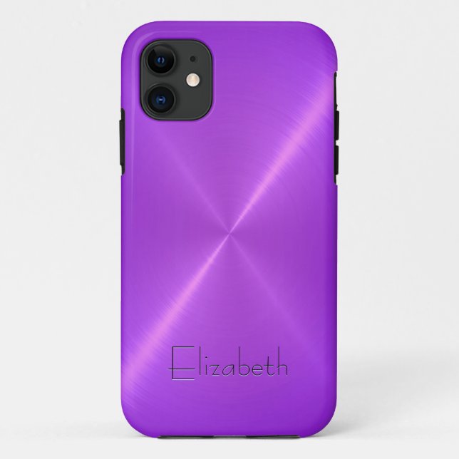 Capa Para iPhone 11 Aparência de aço inoxidável roxa (Verso)