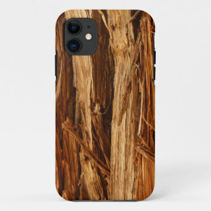 Capa Para iPhone 11 Aparência de Casca de Madeira Texturizada de Cedro