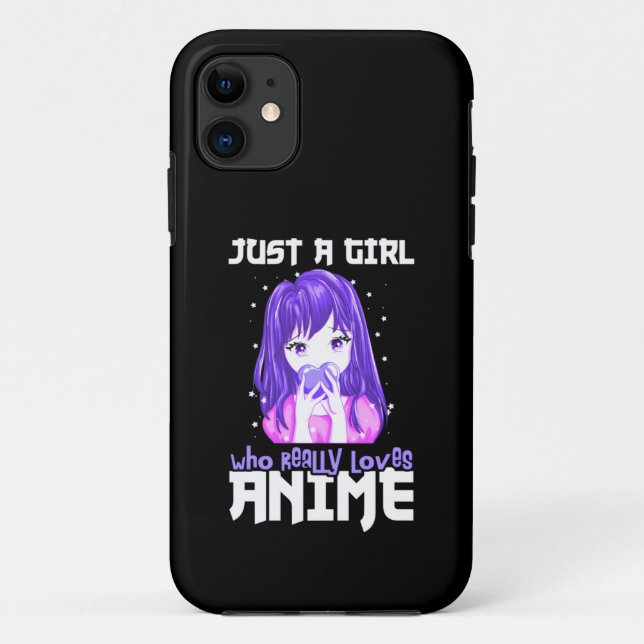 Capa Para iPhone 11 Apenas uma garota que realmente ama anime em roxo (Verso)