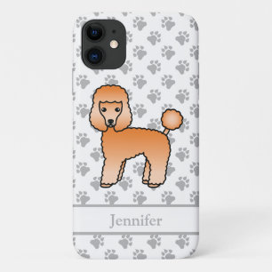 Capa Para iPhone 11 Apricot Toy Poodle Cute Cartoon Cachorro e Nome
