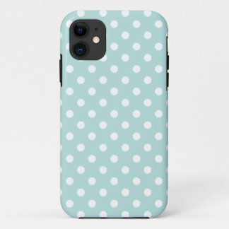 Capa Para iPhone 11 Aqua e teste padrão de bolinhas branco