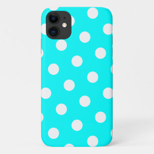 Capa Para iPhone 11 Aqua e teste padrão de bolinhas branco